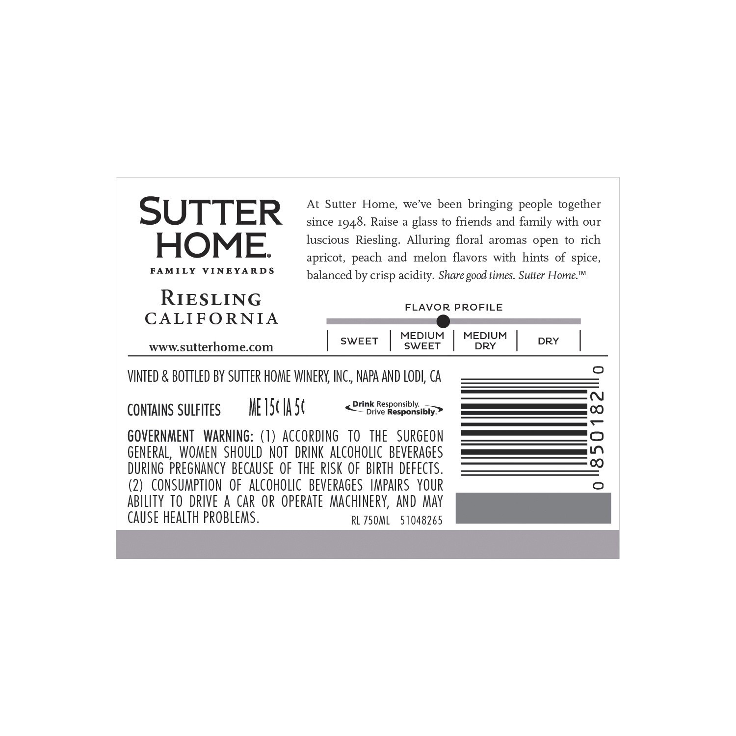 slide 5 of 5, Sutter Home Joburg Riesling Wine, 750 ml