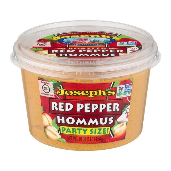 slide 1 of 1, Joseph's Party Size Hommus Red Pepper, 16 oz