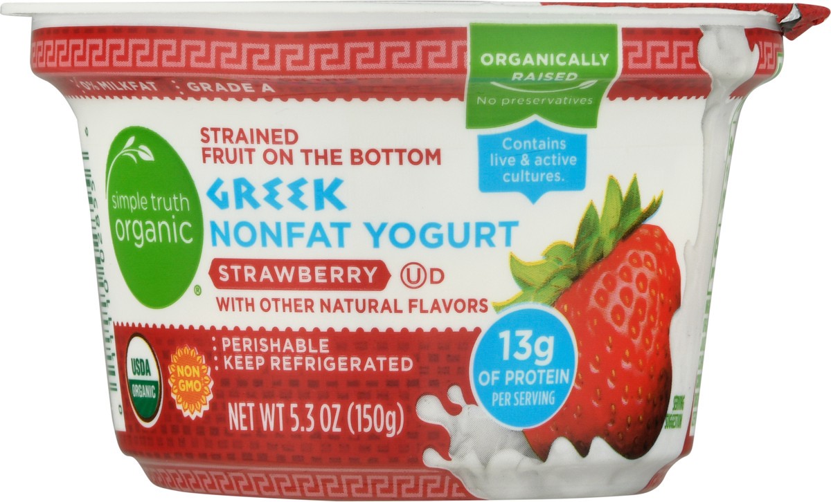 slide 9 of 11, Simple Truth Organic Strained Strawberry Greek Nonfat Yogurt, 5.3 oz