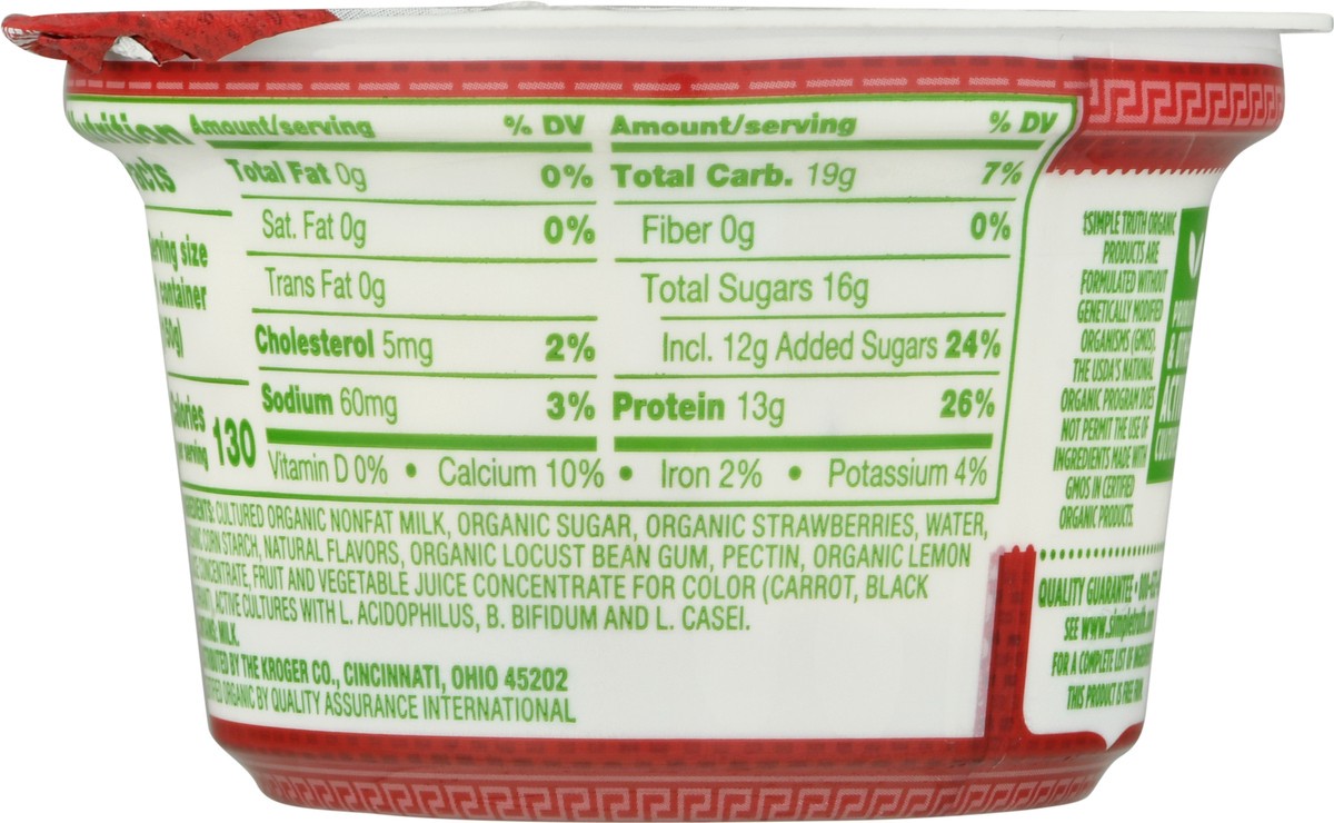 slide 3 of 11, Simple Truth Organic Strained Strawberry Greek Nonfat Yogurt, 5.3 oz