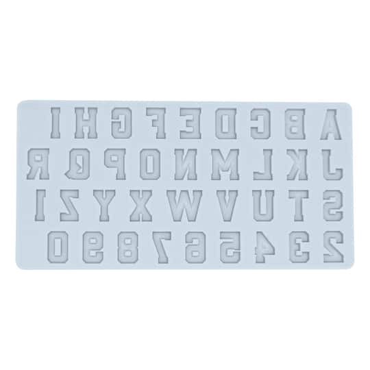 slide 1 of 3, Varsity Alphabet Font Silicone Fondant Mold By Makery, 8 in x 4 in