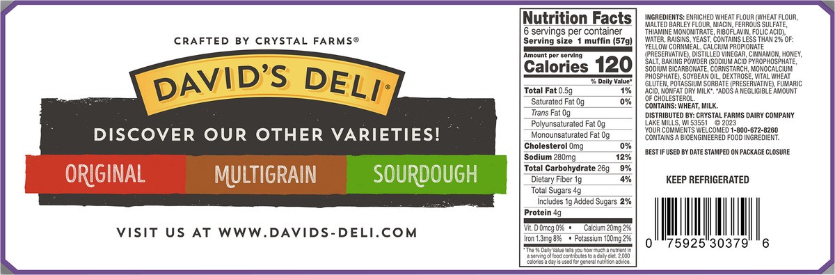slide 2 of 9, David's Deli English Muffins, 6 ct