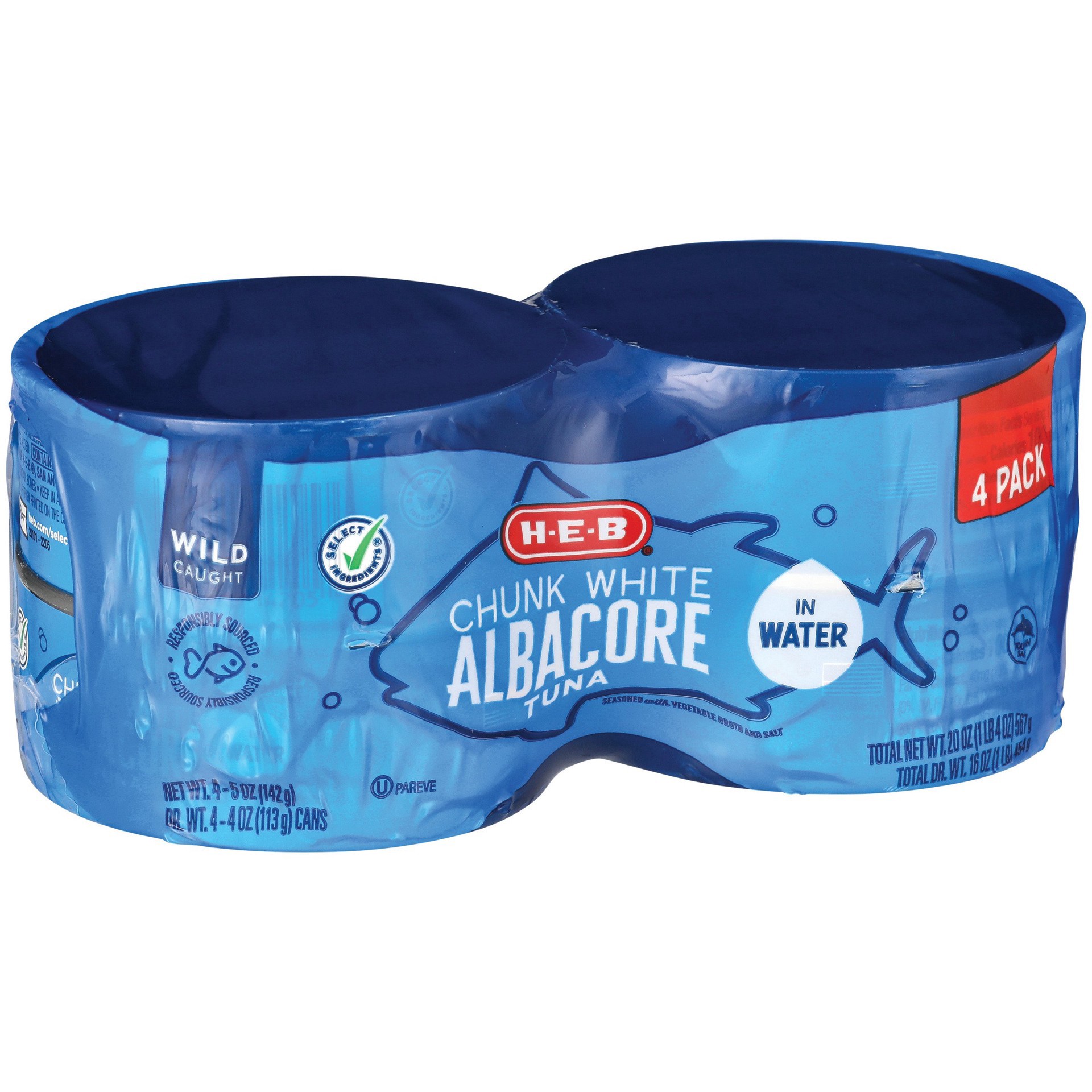 slide 1 of 1, H-B Chunk White Albacore Tuna in Water - 4 ct, 4 ct