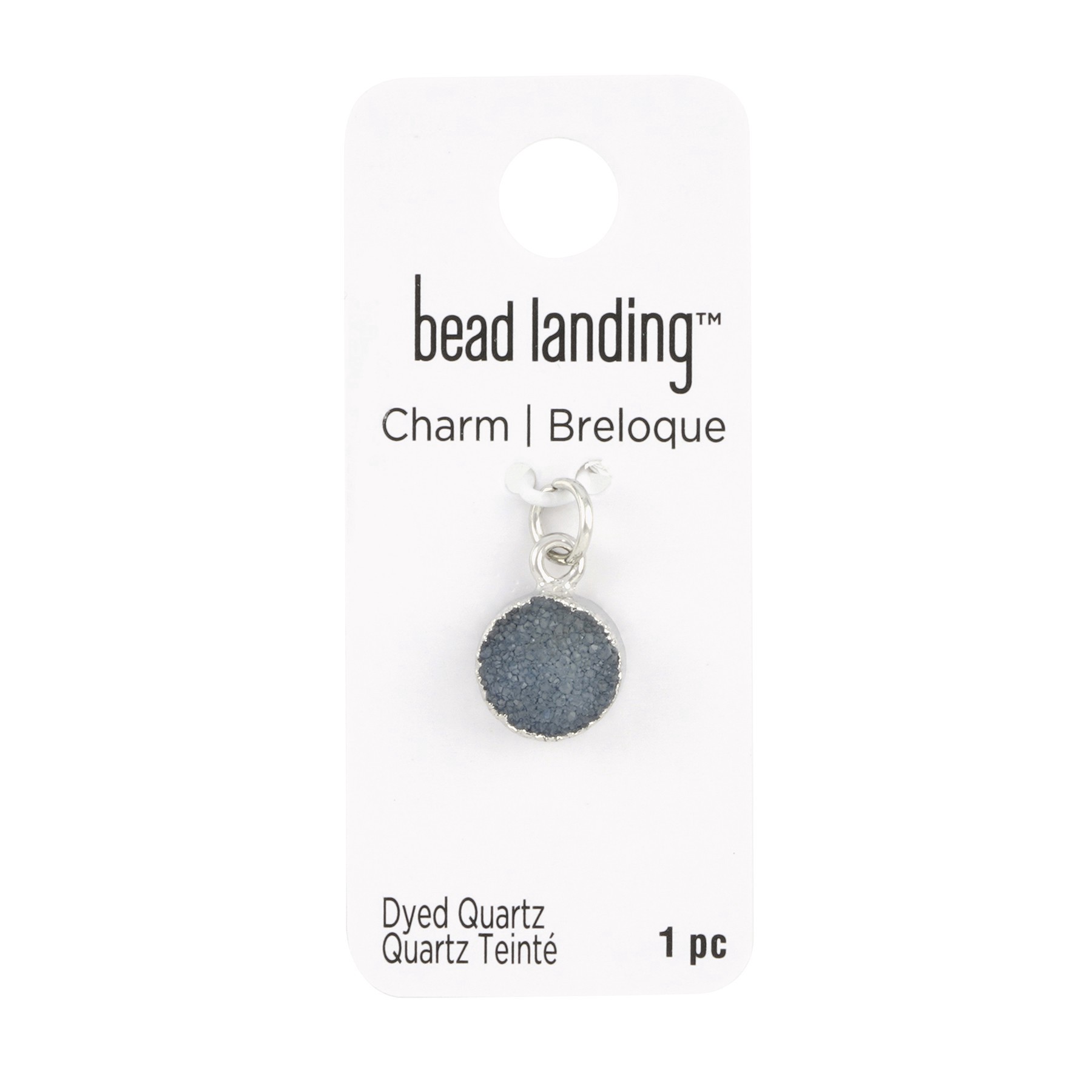 slide 3 of 3, Round Blue Dyed Quartz Charm By Bead Landing, 10 mm charm diameter