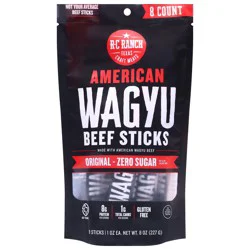 R-C Ranch Texas Craft Meats Zero Sugar American Wagyu Original Beef Sticks 8 - 1 oz Sticks