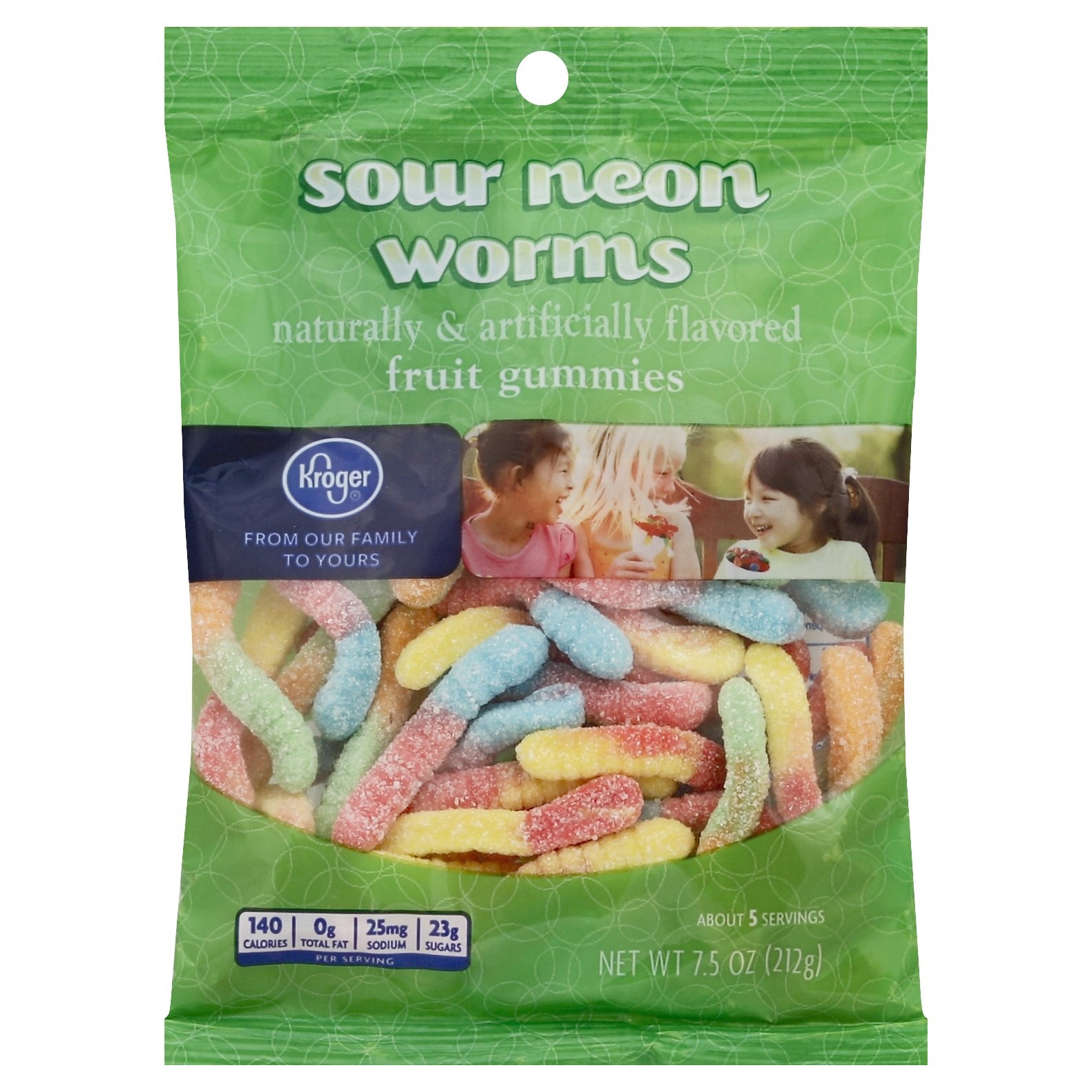 slide 1 of 1, Kroger Sour Neon Worms, 7.5 oz