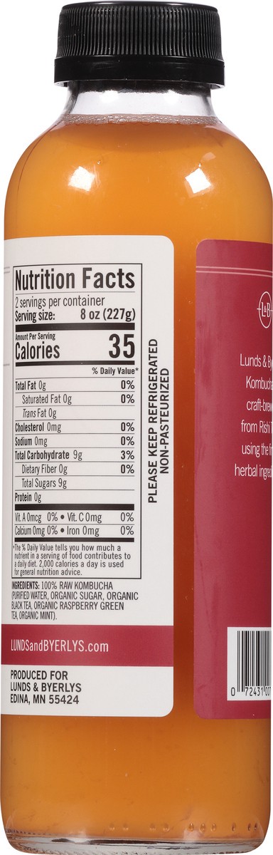 slide 8 of 9, Lunds & Byerlys Raspberry Mint Kombucha 16 fl oz, 16 fl oz