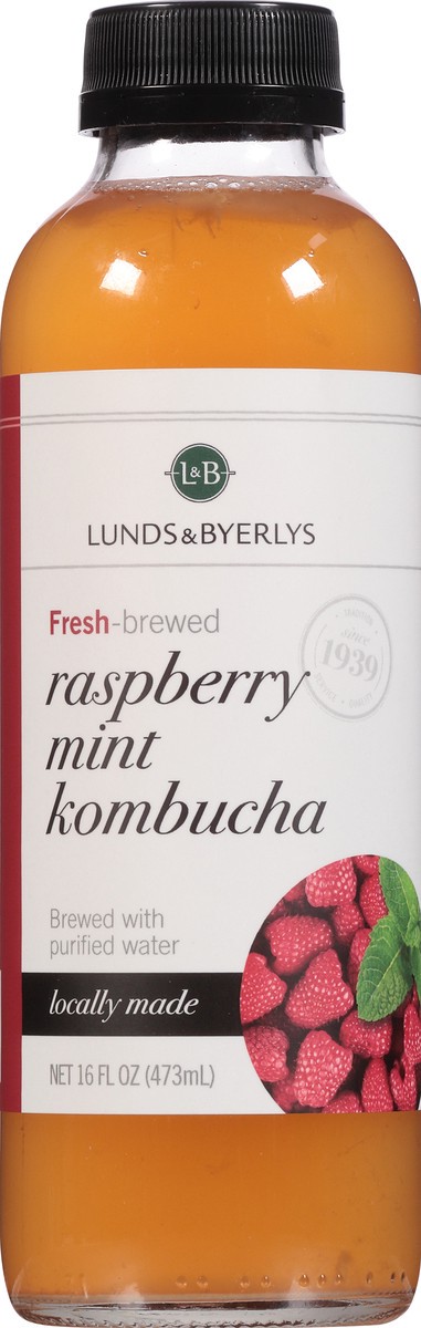 slide 3 of 9, Lunds & Byerlys Raspberry Mint Kombucha 16 fl oz, 16 fl oz