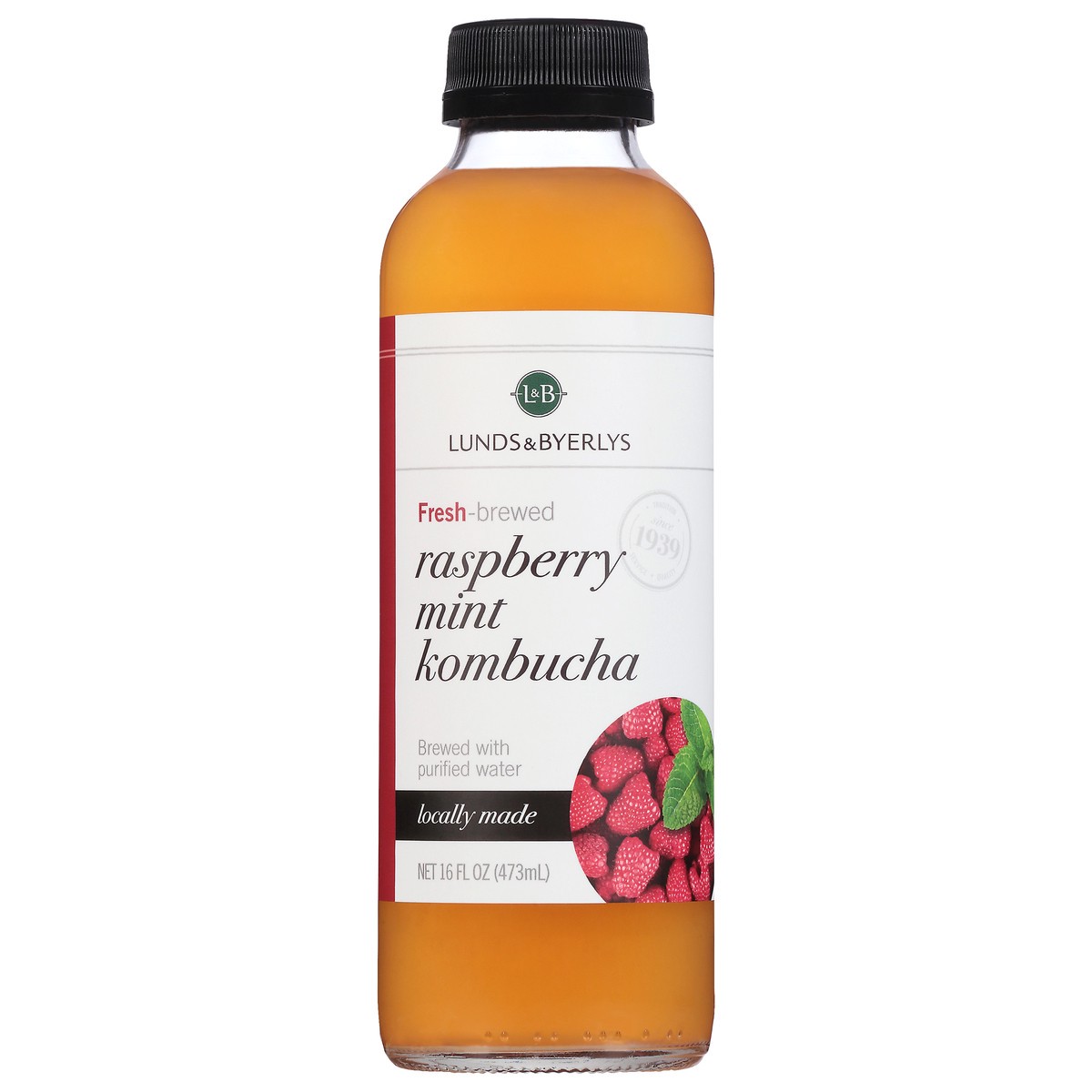 slide 1 of 9, Lunds & Byerlys Raspberry Mint Kombucha 16 fl oz, 16 fl oz