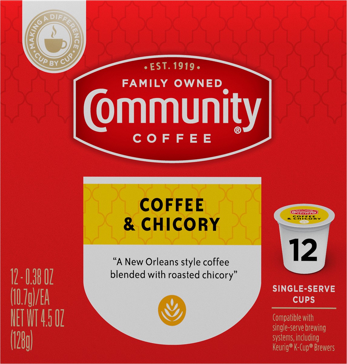 slide 12 of 13, Community Coffee Coffee and Chicory Medium-Dark Roast Single Serve 12 ct Box, 12 ct