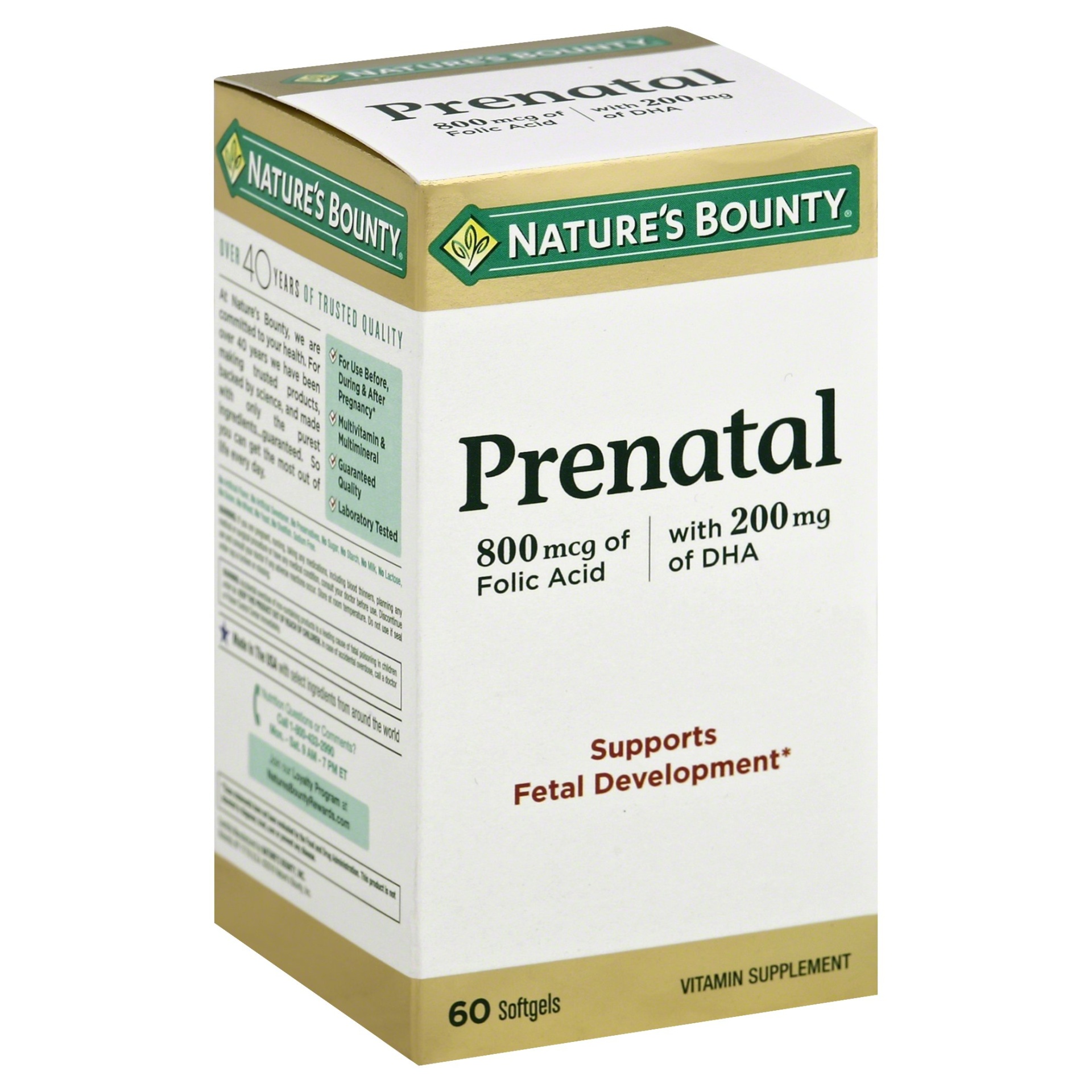 Nature's Bounty Prenatal 800 Mcg Of Folic Acid With 200 Mg Of Dha