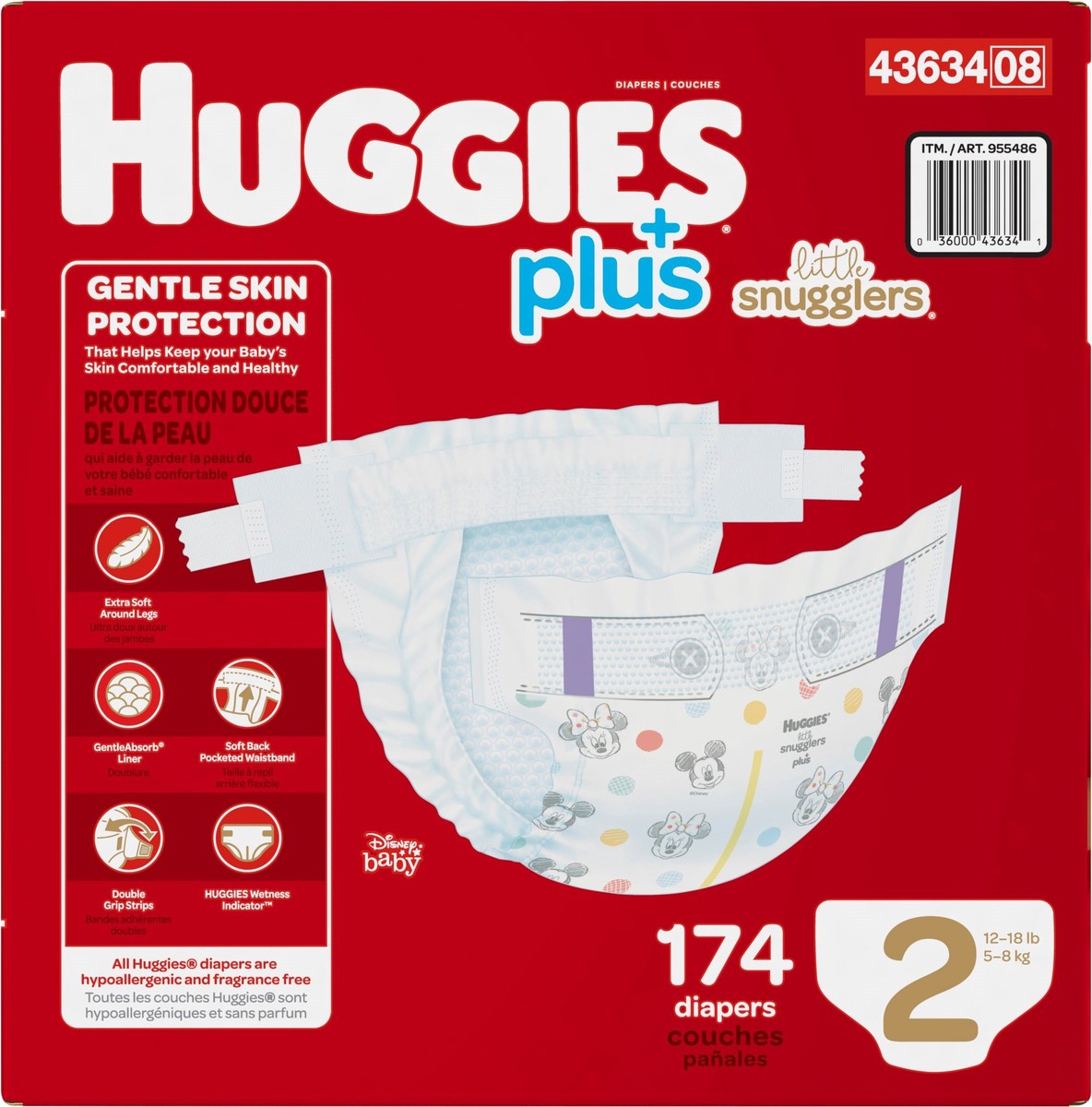 slide 10 of 10, Huggies Little Snugglers Plus Baby Diapers Size 2, 174 ct