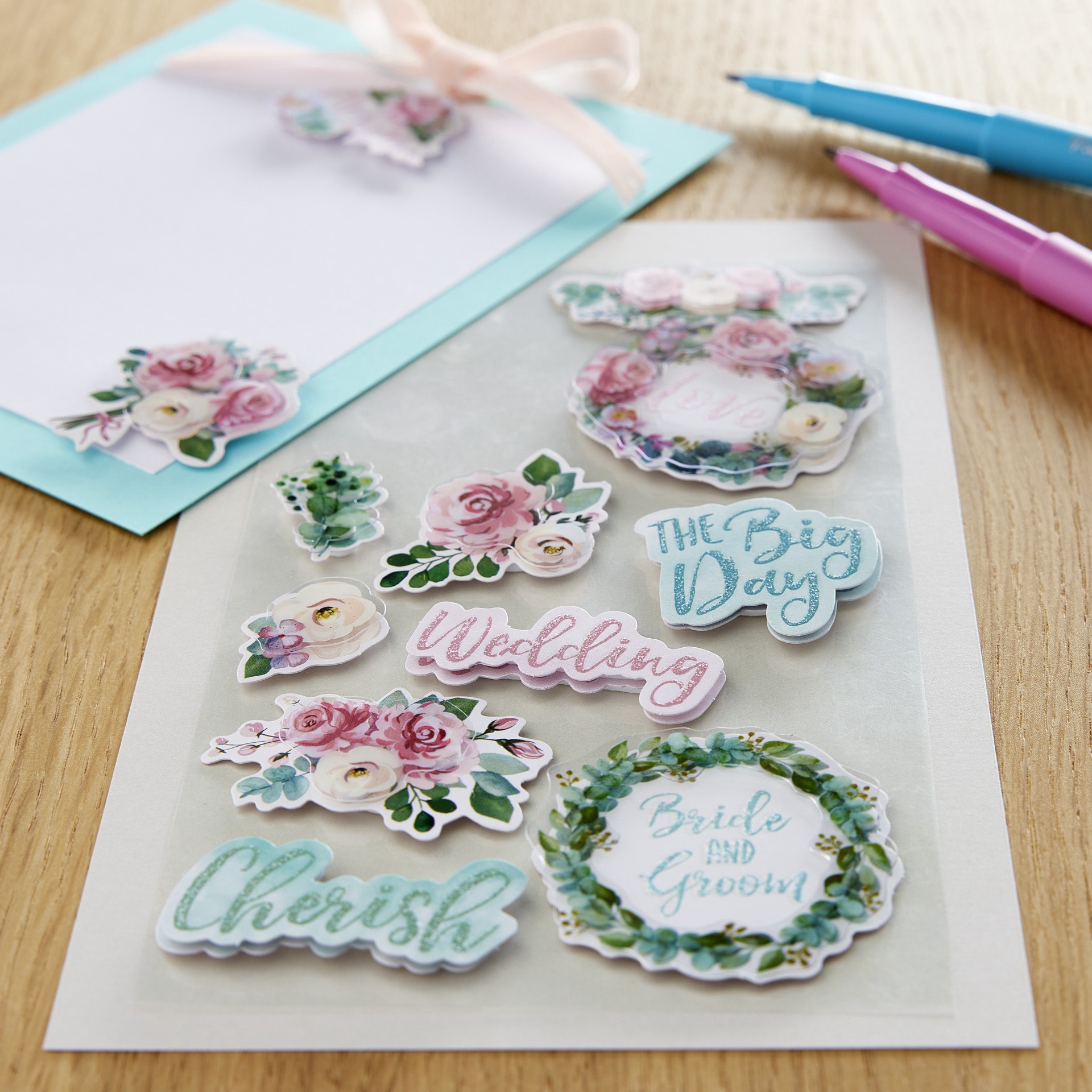 slide 3 of 5, Wedding Sentiments Dimensional Stickers By Recollections, 3.88 in x 7 in