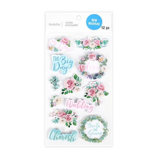 slide 1 of 5, Wedding Sentiments Dimensional Stickers By Recollections, 3.88 in x 7 in