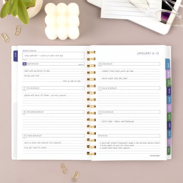 slide 5 of 9, 2025-2026 At-A-Glance Badge 13-Month Weekly/Monthly Planner, 5-1/2"" X 8-1/2"", Floral, January To January, 1722F-200, 1 ct