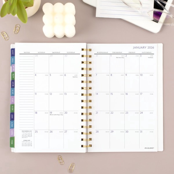 slide 8 of 9, 2025-2026 At-A-Glance Badge 13-Month Weekly/Monthly Planner, 5-1/2"" X 8-1/2"", Floral, January To January, 1722F-200, 1 ct