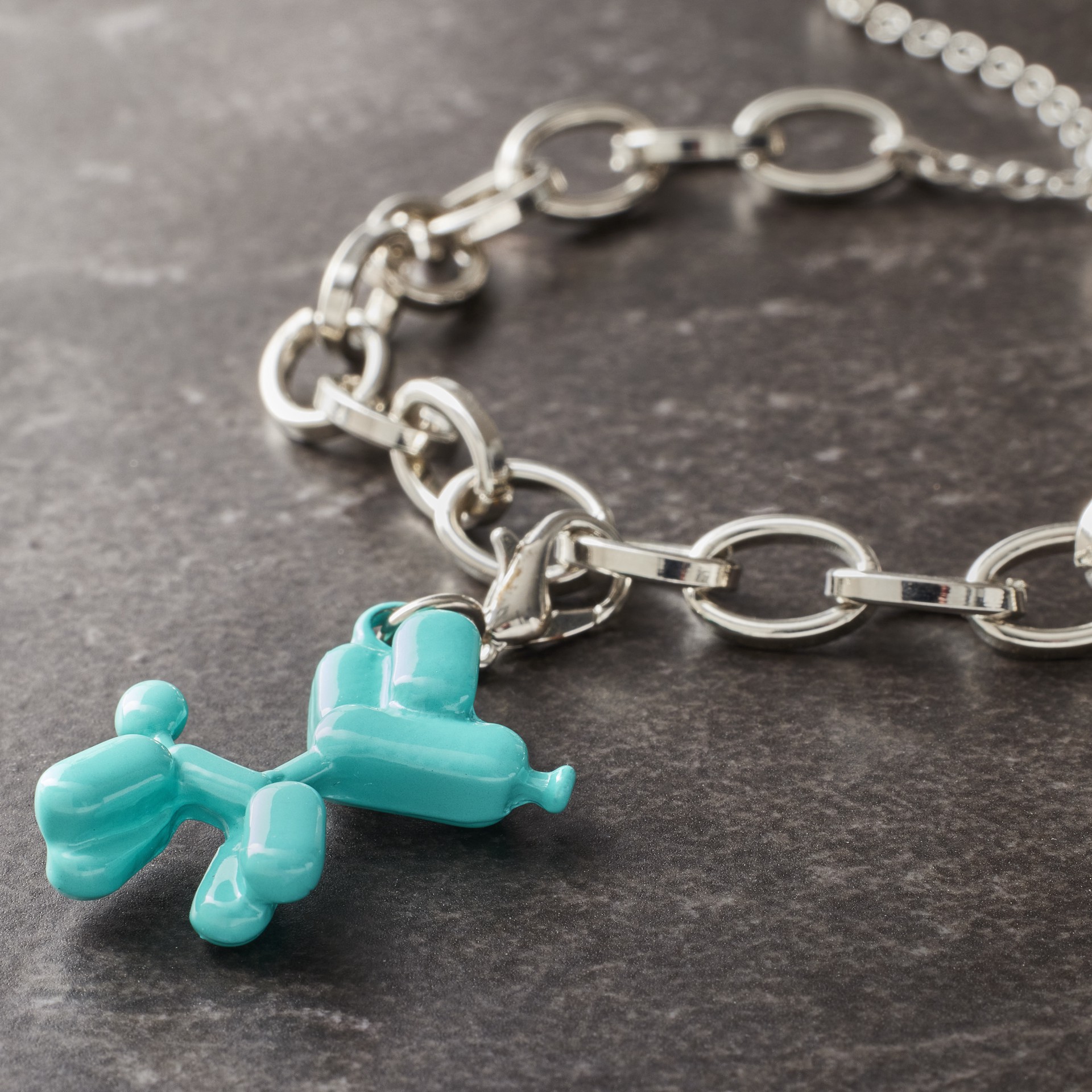 slide 2 of 2, Turquoise Balloon Dog Charm By Bead Landing, 40mm x 19mm x 6mm