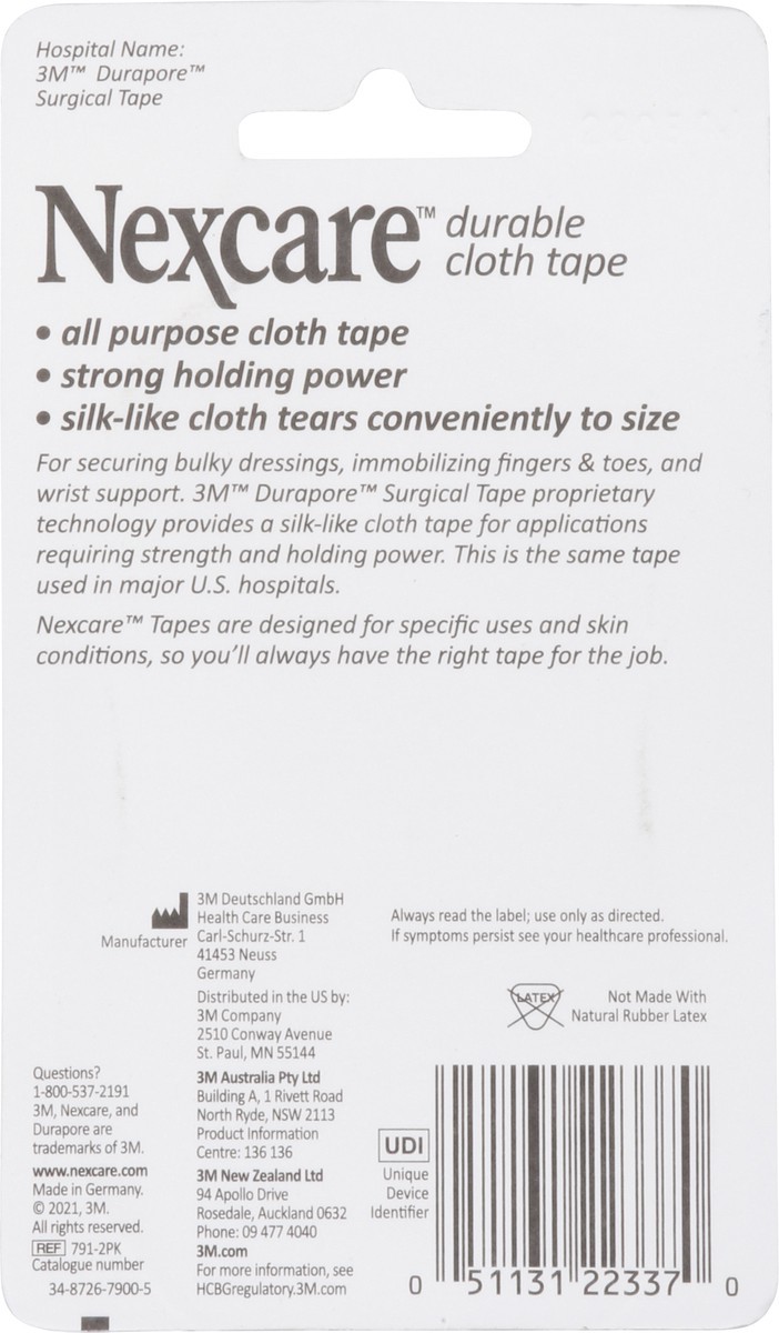 slide 4 of 9, Nexcare Cloth Tape, Durable, 1 Inch, 2 Each, 1 in