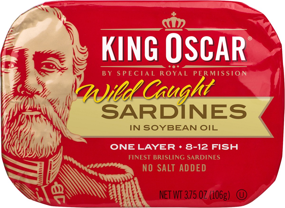 slide 2 of 2, King Oscar Sardines 1-Layer Soya Oil 3.75 ounces, 3.75 oz