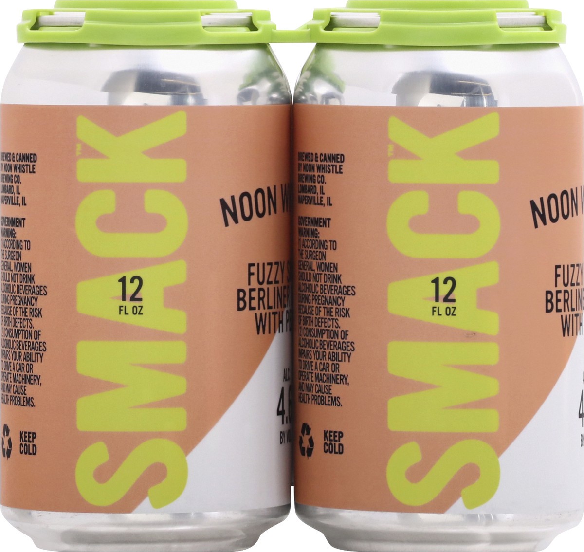 slide 2 of 9, Noon Whistle Brewery, Fuzzy Smack Berliner Weiss With Peach 4Pk, 1 ct