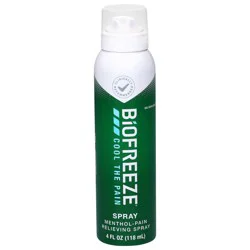 Biofreeze Menthol Pain Relieving Spray 4 FL OZ Colorless Aerosol Spray For Pain Relief Associated With Sore Muscles, Arthritis, Simple Backaches, And Joint Pain (Packaging May Vary)