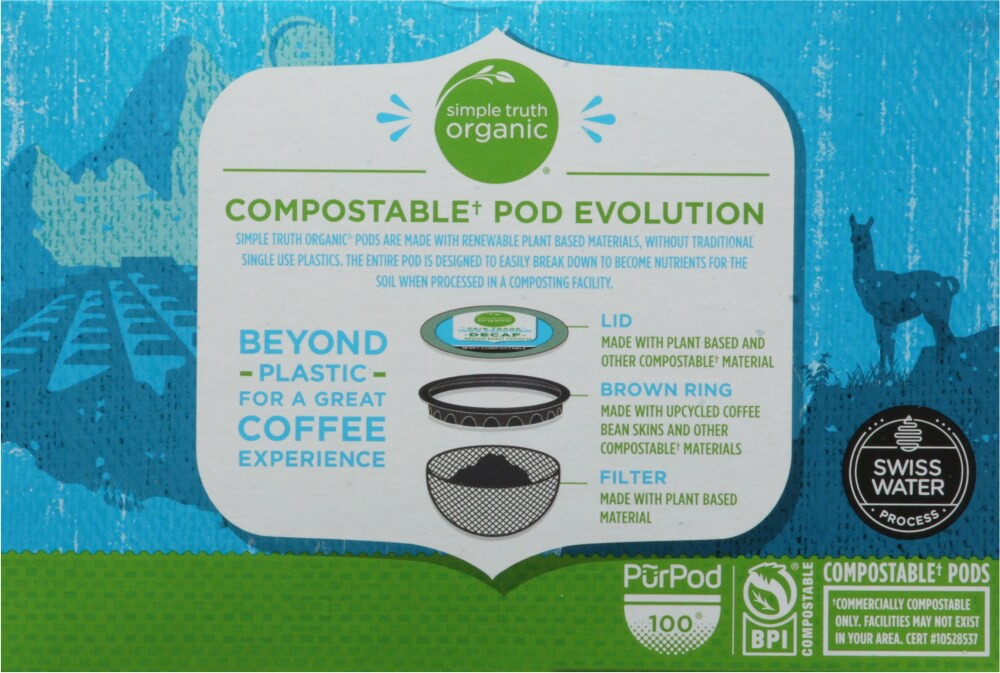slide 4 of 4, Simple Truth Organic Peruvian Swiss Water Decaf Single Serve Coffee Pods - 12 ct, 12 ct