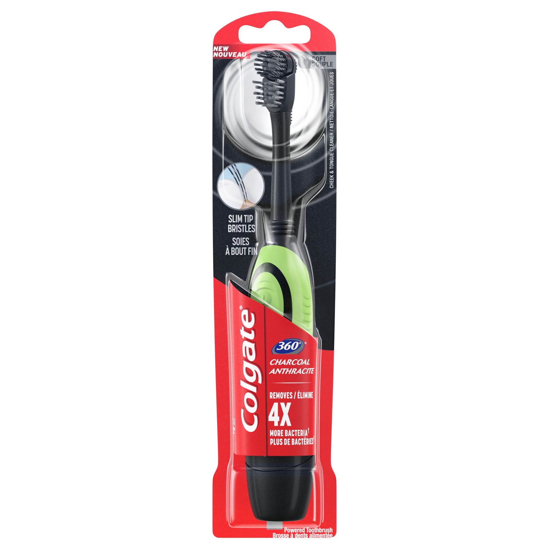 slide 1 of 18, Colgate 360 Charcoal Battery Powered Toothbrush, Soft, 1 ct