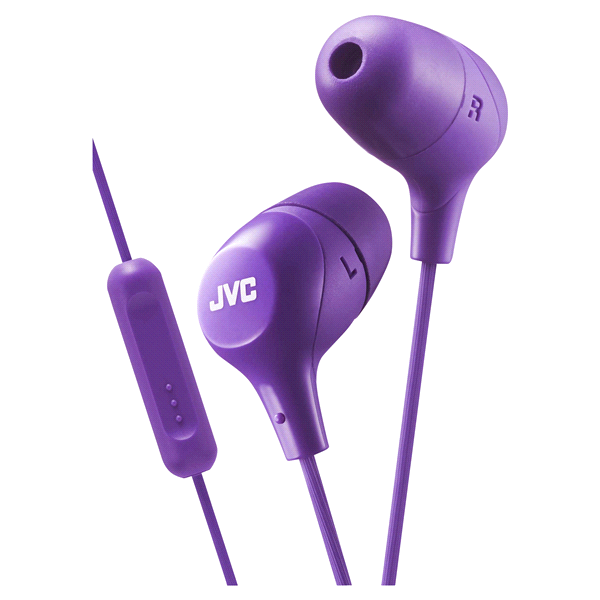 slide 1 of 1, JVC Marshmallow Inner-Ear Headphones With Mic/Remote - Violet, 1 ct