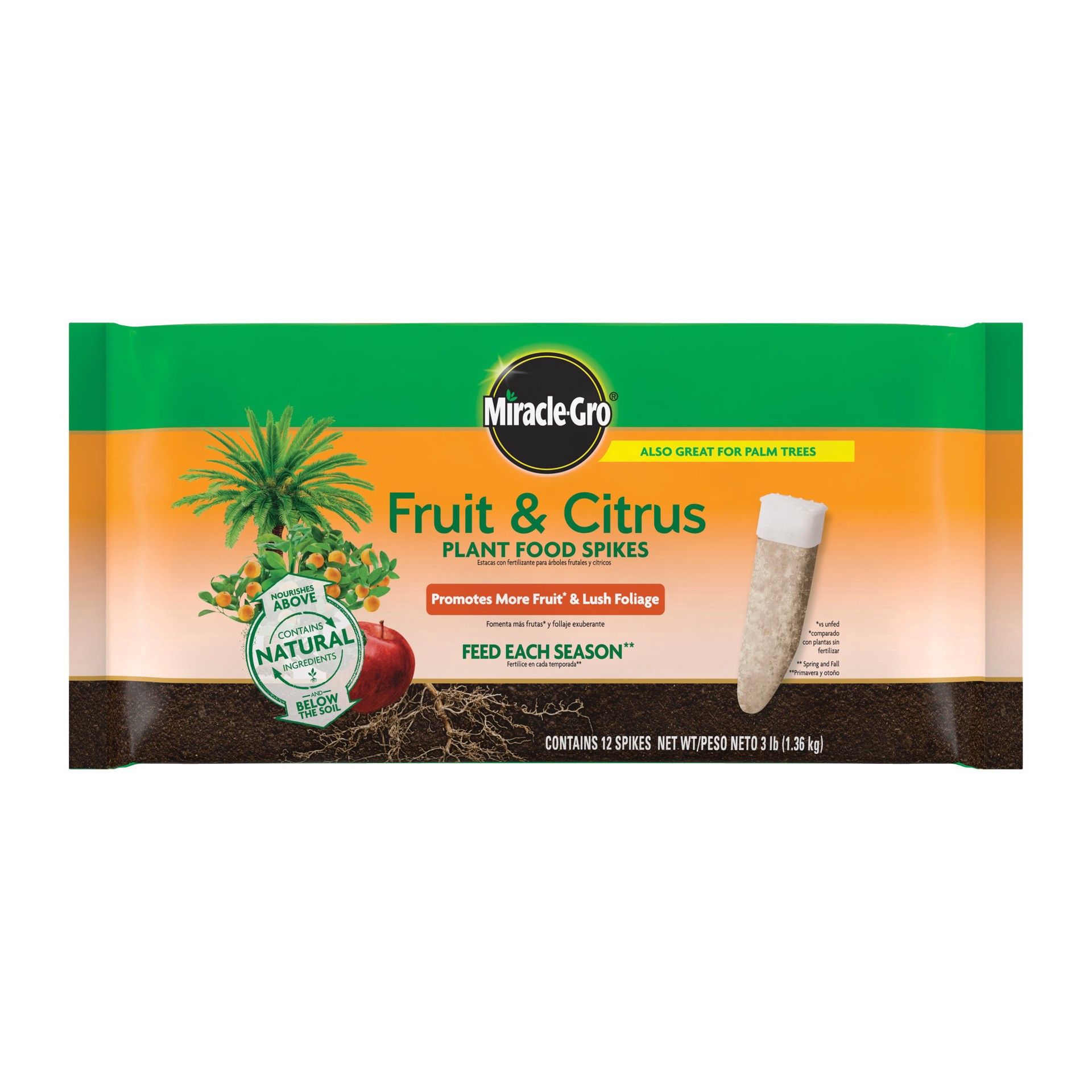 slide 1 of 6, Miracle-Gro Fruit & Citrus Plant Food Spikes, 12 ct