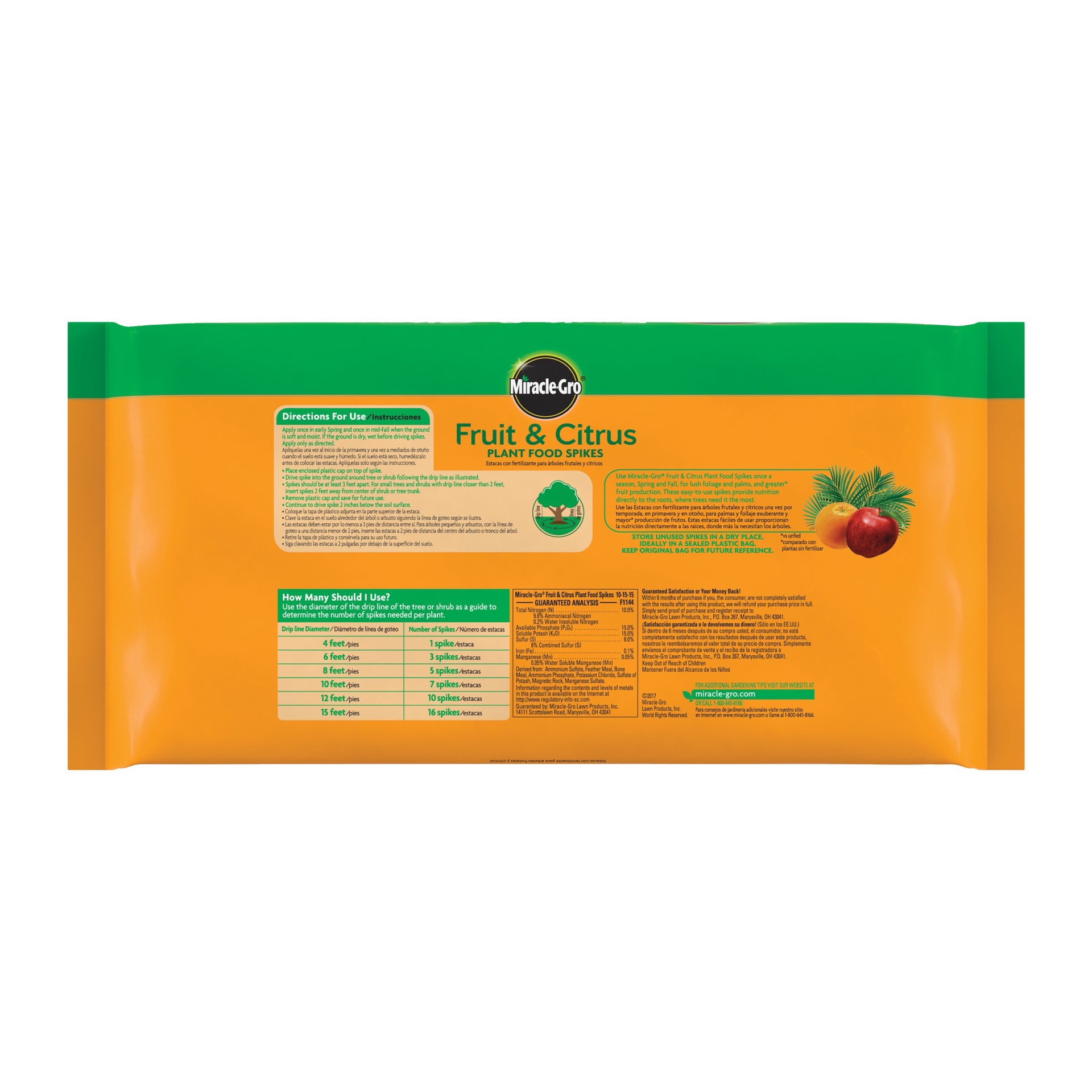 slide 5 of 6, Miracle-Gro Fruit & Citrus Plant Food Spikes, 12 ct