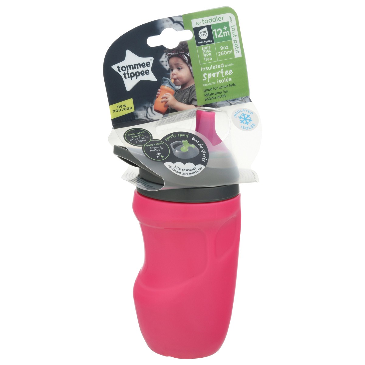 slide 5 of 9, Tommee Tippee 9 Ounce 12+m Toddler Sportee Insulated Bottle 1 ea, 1 ct