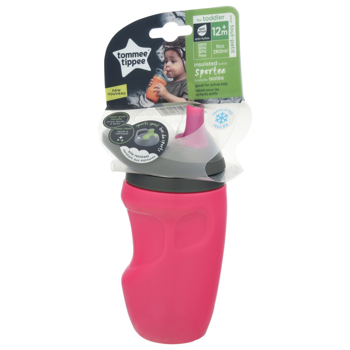 slide 4 of 9, Tommee Tippee 9 Ounce 12+m Toddler Sportee Insulated Bottle 1 ea, 1 ct