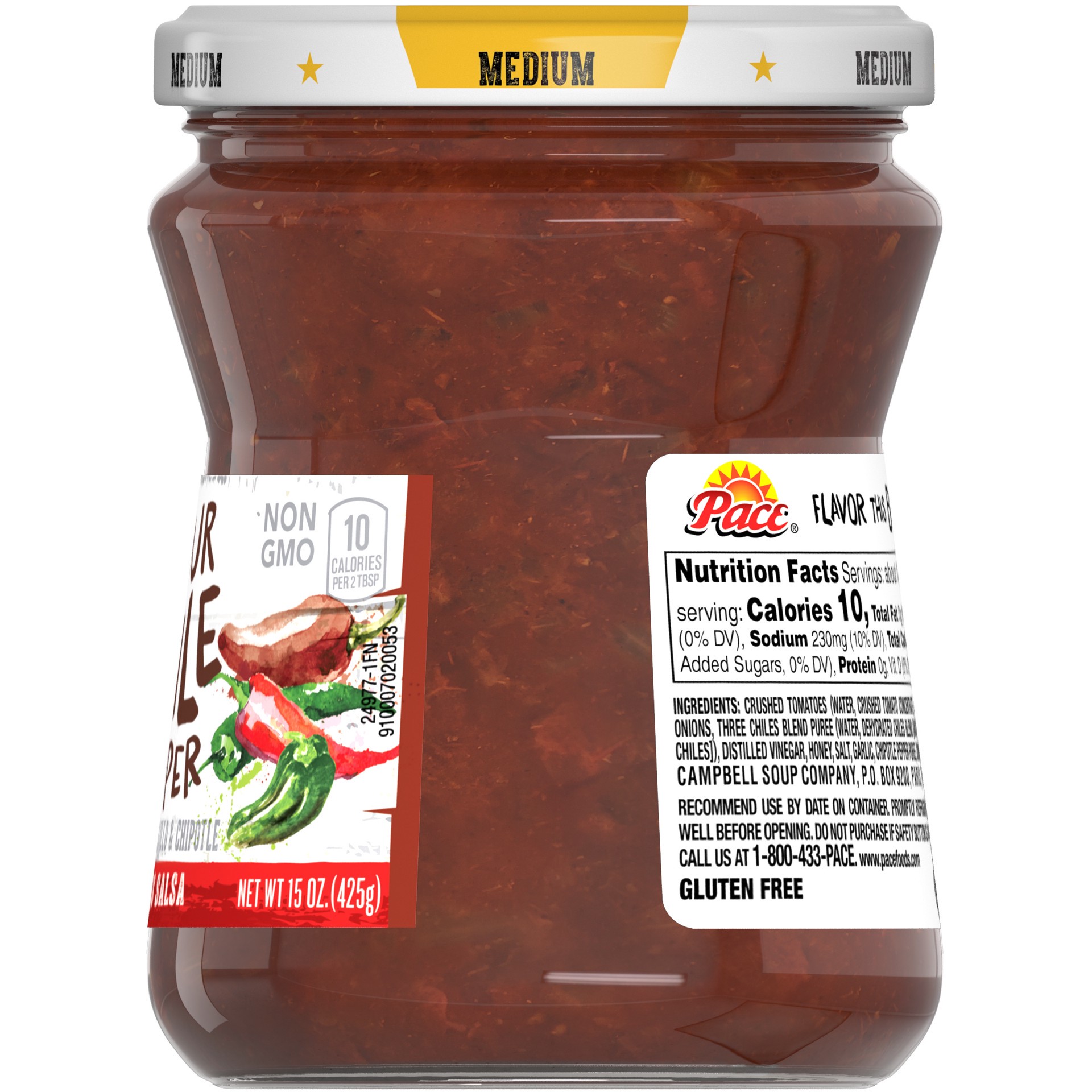 slide 2 of 5, Pace Medium Chunky Texas Four Chile Pepper Salsa 15 oz, 15 oz