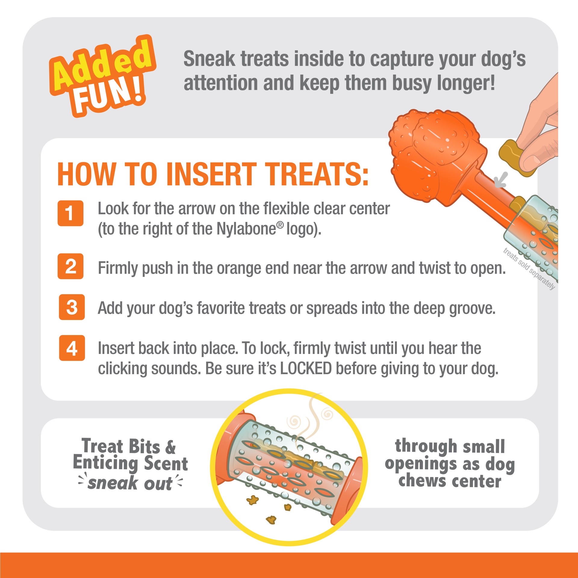 slide 9 of 10, Nylabone Sneaky Snacker Dog Treat Toy Bacon Sneaky Snacker Medium/Wolf - Up to 35 lbs.(1 Count), 1 ct