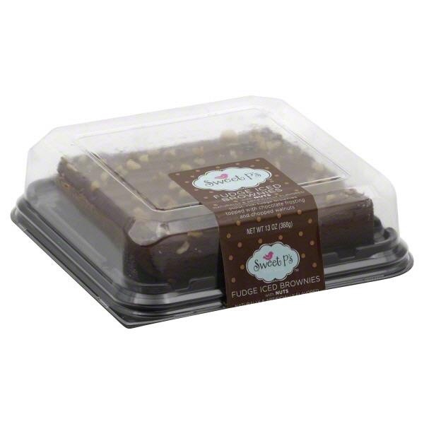 slide 1 of 1, Sweet P's Bake Shop Fudge Iced Brownies with Nuts 13 oz, 13 oz