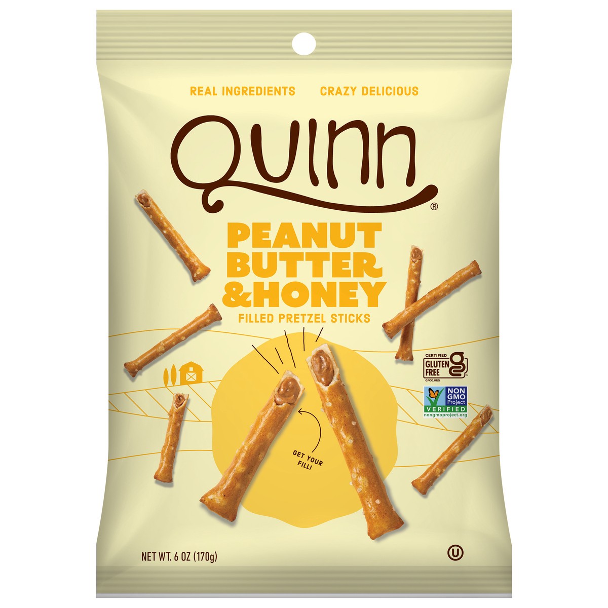 slide 2 of 3, Quinn Peanut Butter Honey Filled Pretzel Sticks, 6 oz