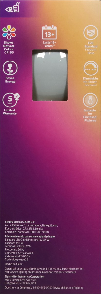 slide 9 of 9, Philips 5-Watt (40-Watt) A19 Led Light Bulbs, 4 ct