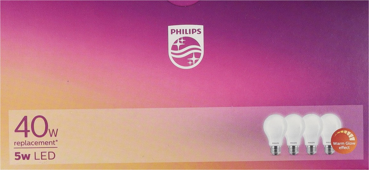 slide 6 of 9, Philips 5-Watt (40-Watt) A19 Led Light Bulbs, 4 ct