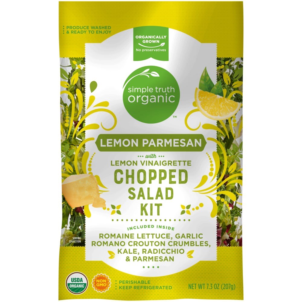 slide 1 of 1, Simple Truth Organic Lemon Parmesan With Lemon Vinaigrette Chopped Salad Kit, 7.3 oz