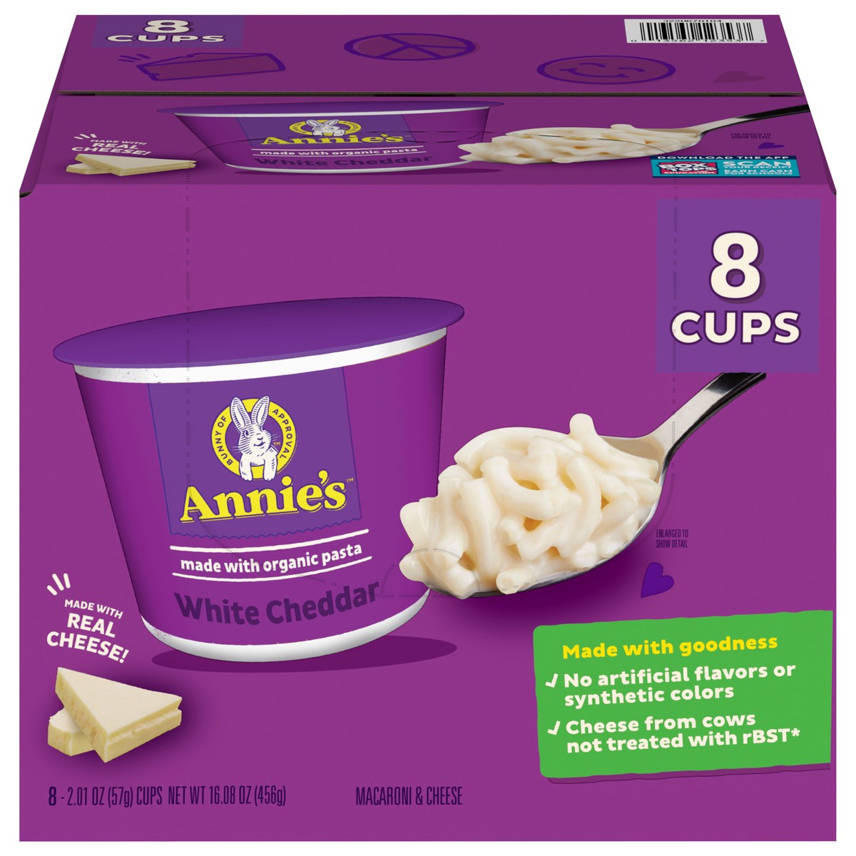 slide 1 of 13, Annie's White Cheddar Microwave Mac & Cheese with Organic Pasta, 8 Ct, 2.01 OZ Cups, 8 ct / 2.01 oz