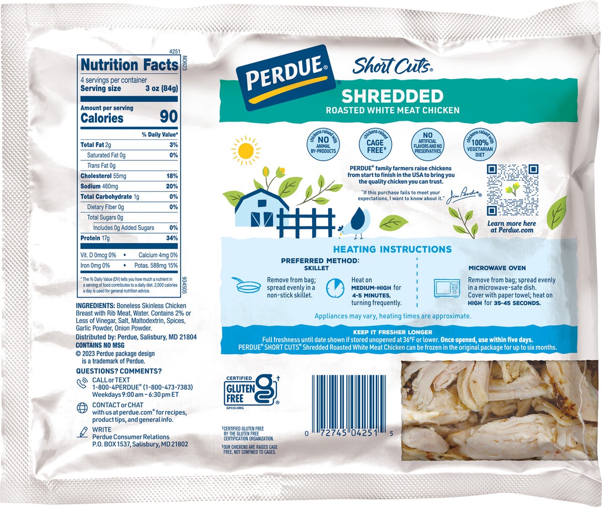 slide 7 of 9, PERDUE SHORT CUTS No Antibiotics Ever Shredded Roasted Chicken, 12 oz., 12 oz