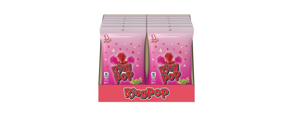 slide 2 of 2, Ring Pop Lollipops - Valentine''s Day Red & Pink Tongue Painter Gems - 3ct Bag, 1 oz