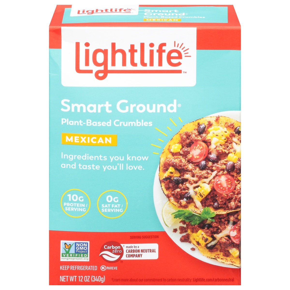 slide 1 of 1, Lightlife Smart Ground Mexican Plant-Based Beef, 12 oz