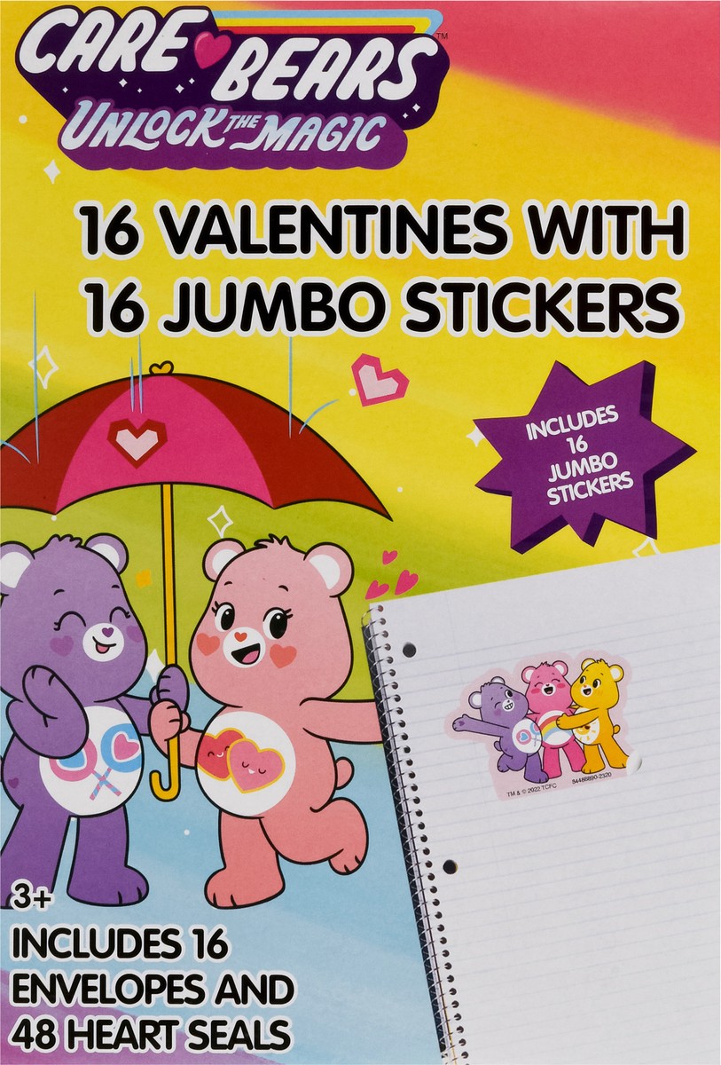 slide 3 of 10, IG Design Group Care Bears Valentines with Jumbo Stickers 32 Pieces 1 ea, 1 ct