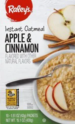 Raleys Raley's Instant Oatmeal, Apples & Cinnamon 12.3 oz