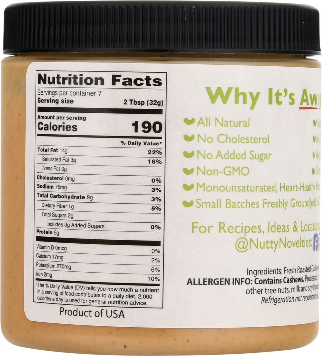 slide 13 of 13, Nutty Novelties Smooth & Slightly Salted Cashew Butter 8 oz, 8 oz