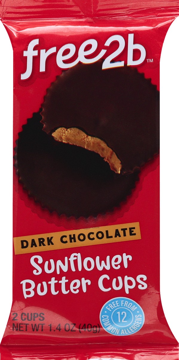 slide 1 of 12, free2b Dark Chocolate Sunflower Butter Cups 2 ea, 2 ct