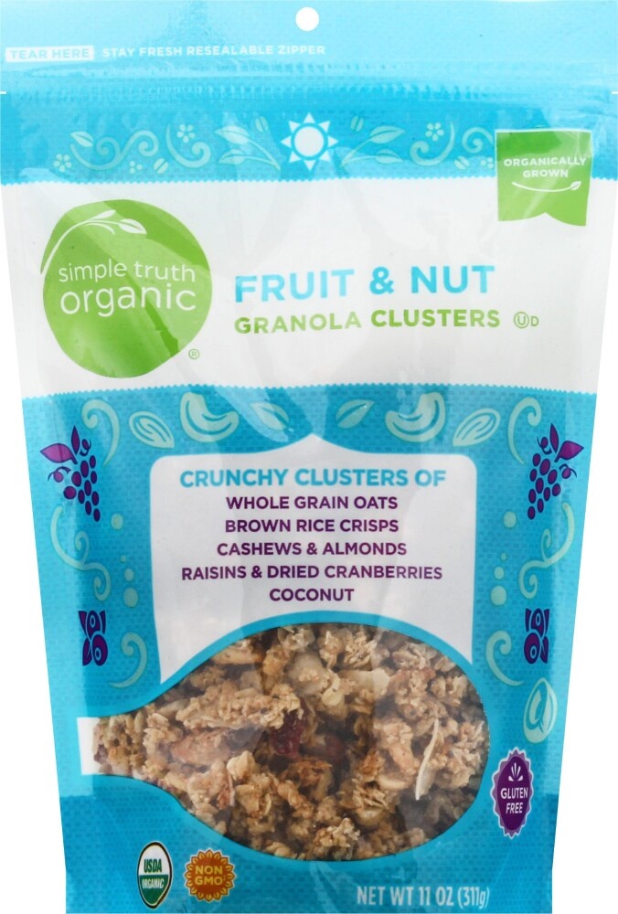 slide 1 of 1, Simple Truth Organic Fruit Nut Granola Clusters, 11 oz