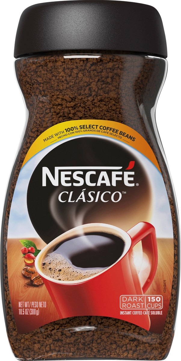 slide 4 of 7, Nescafé NESCAFÉ CLÁSICO Instant Coffee, Dark Roast, 1 Jar (10.5 Oz), 10.5 oz