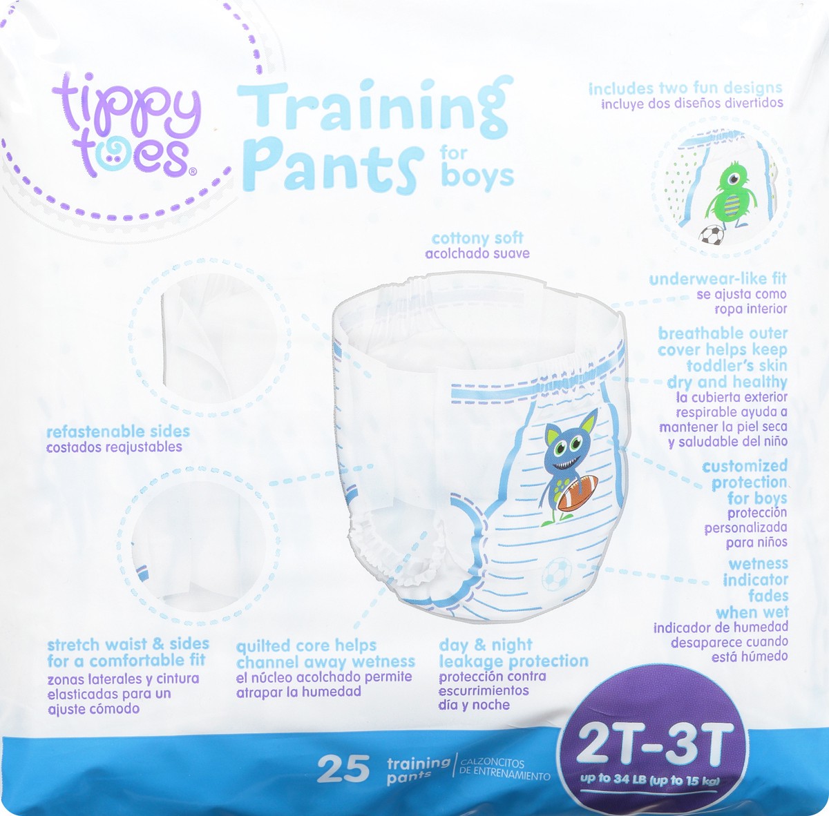 slide 5 of 9, Tippy Toes Training Pants Boy Medium 2T-3T, 25 ct